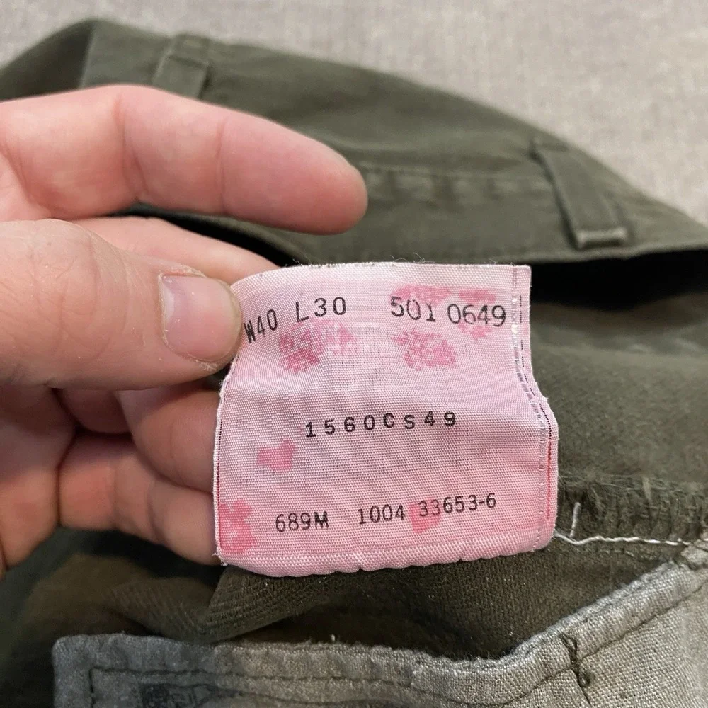 VTG Levis 501 Jeans Men 40 Fits 39x30 Y2K Olive Straight‎ Leg Denim Distressed